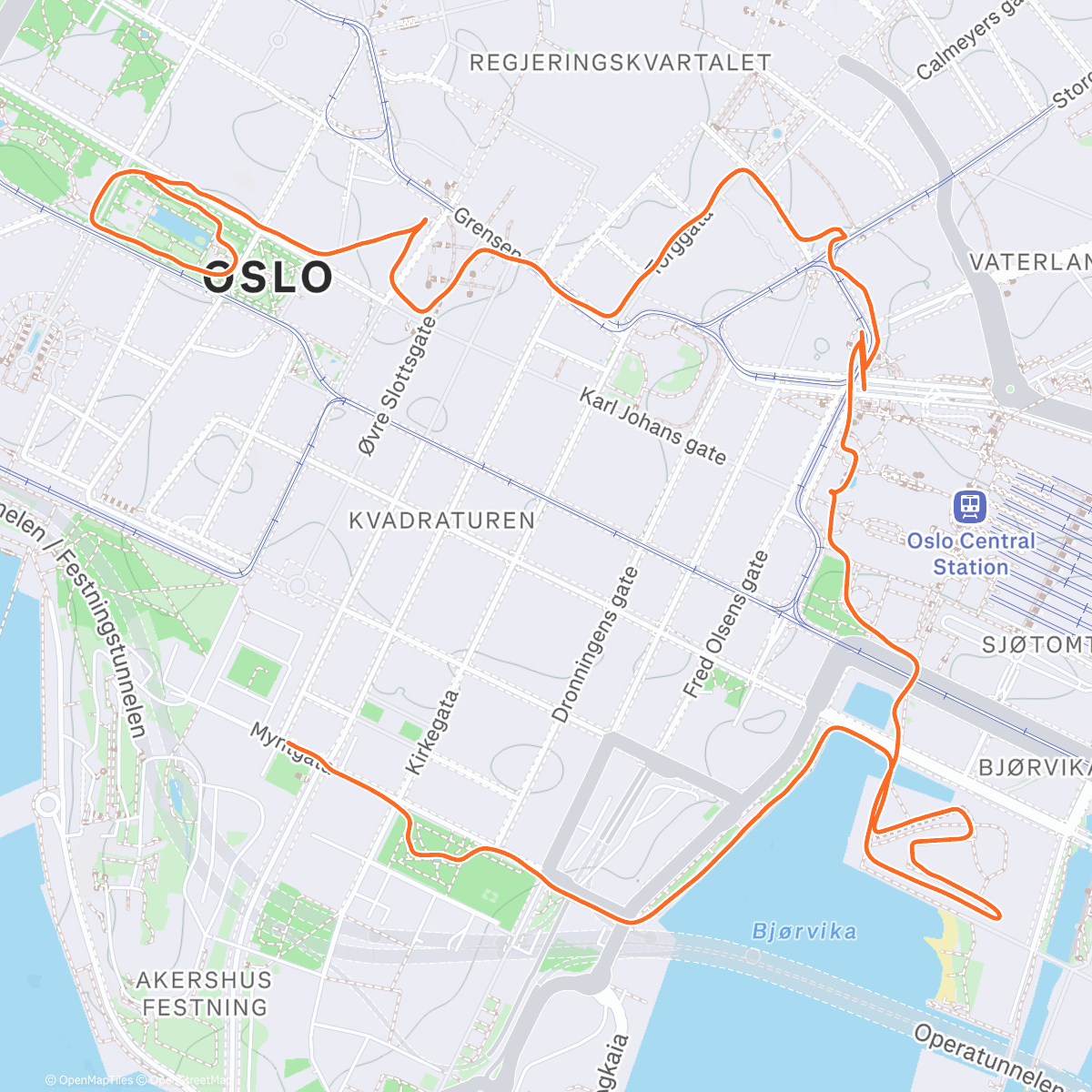 Map of the activity, ☀️ Kinomap - 🎄✨ Christmas Magic in the Glowing Streets of Oslo 🎅