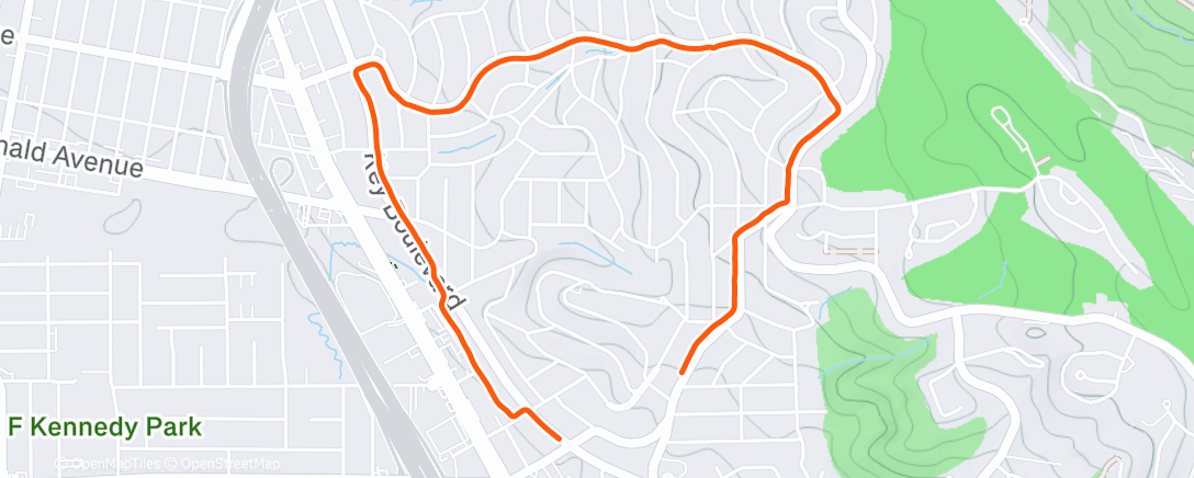 Map of the activity, Afternoon Run