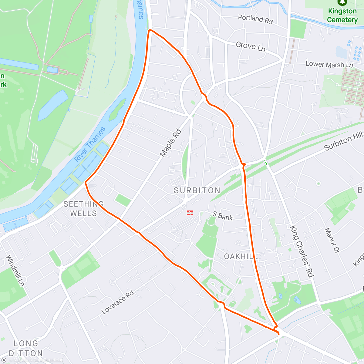 Map of the activity, Evening Run with SRG