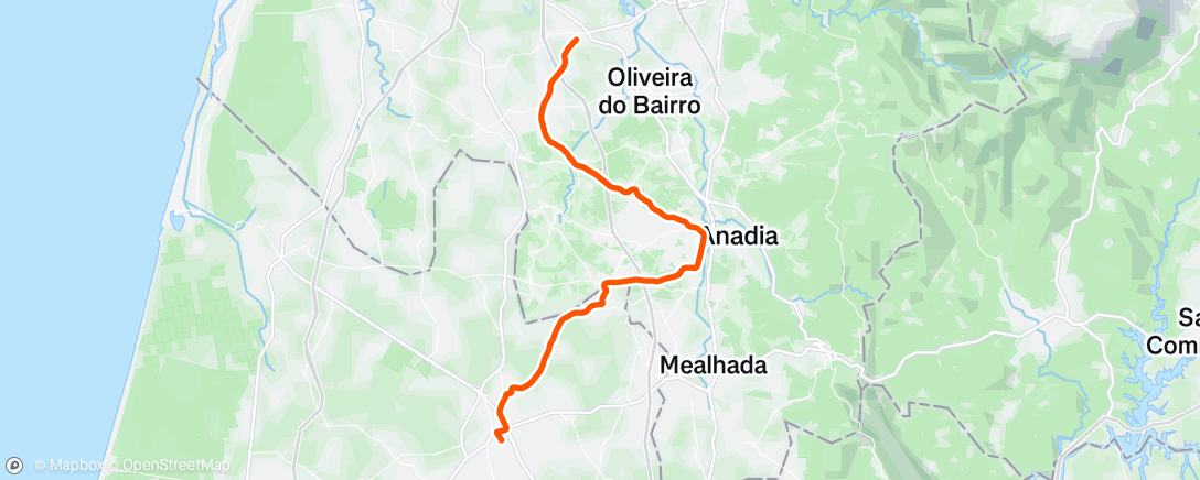 Map of the activity, Volta de bicicleta vespertina