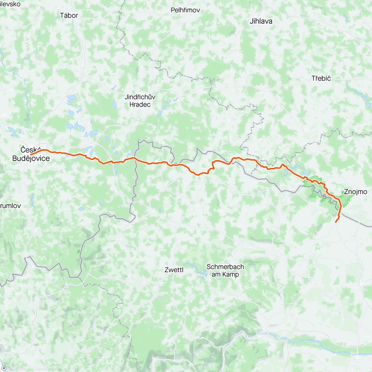 Map of the activity, Gravel Budweis Part 2