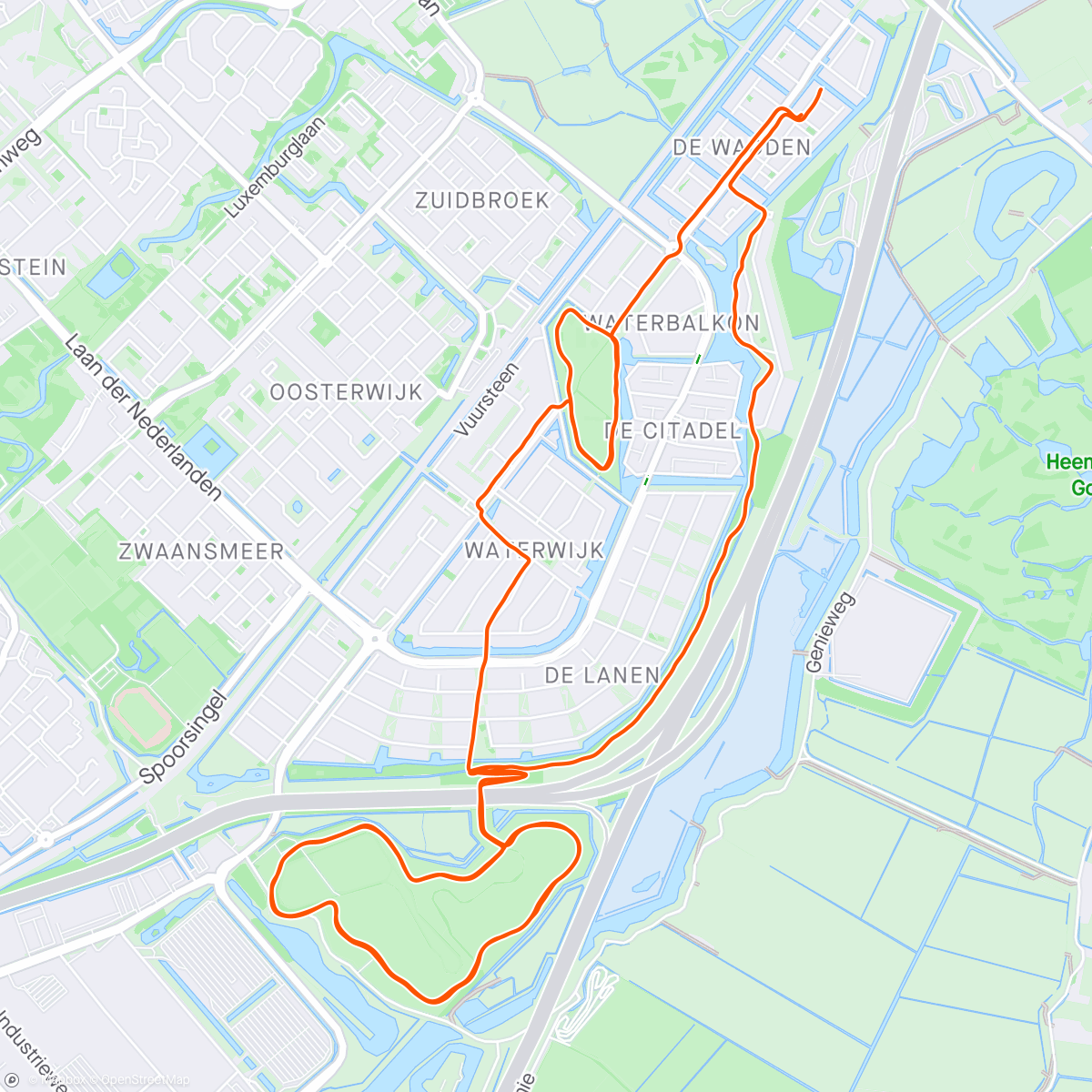 Map of the activity, Rustige duurloop met 5x1min vlot