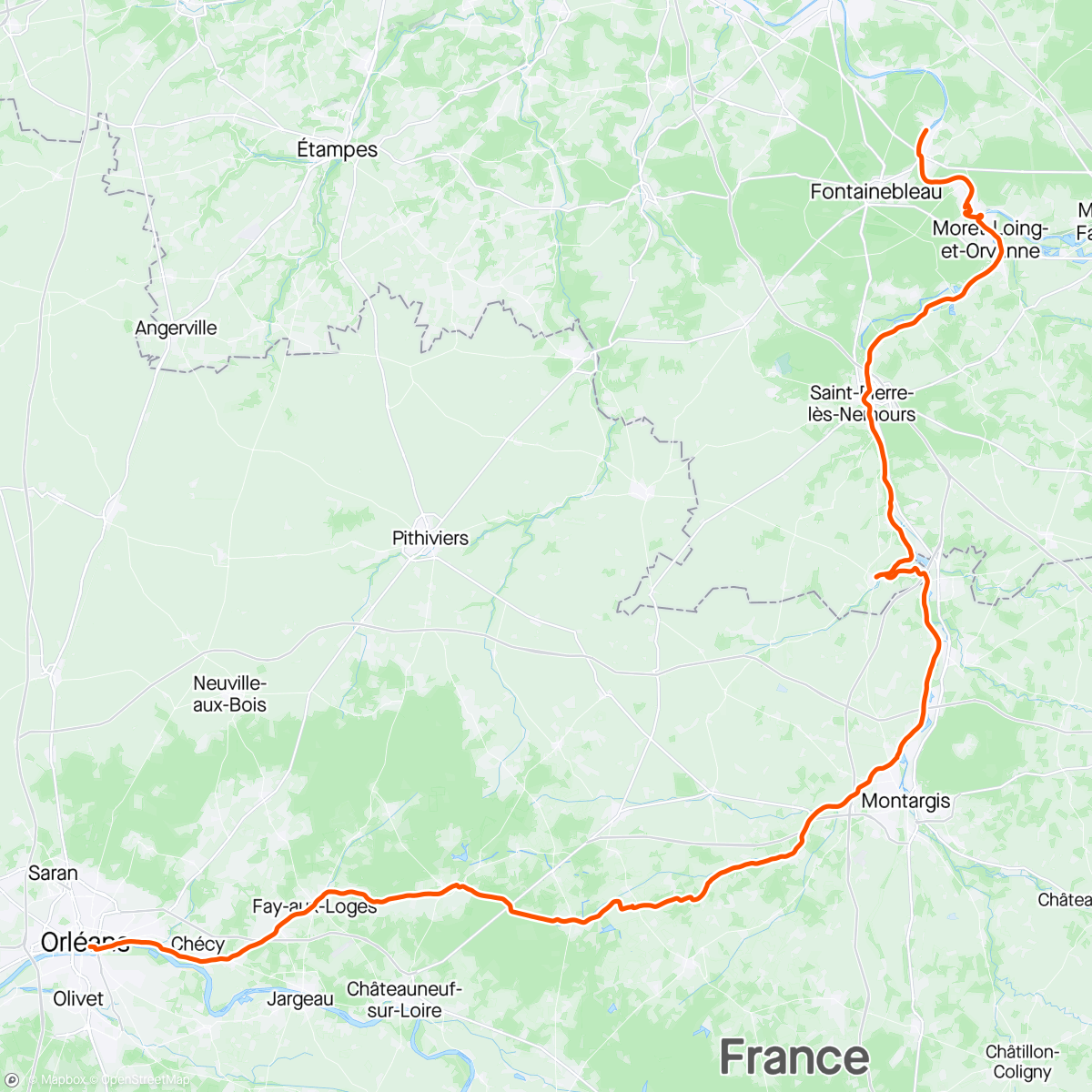 Map of the activity, [Gravel] Samois -> Orléans par les canaux