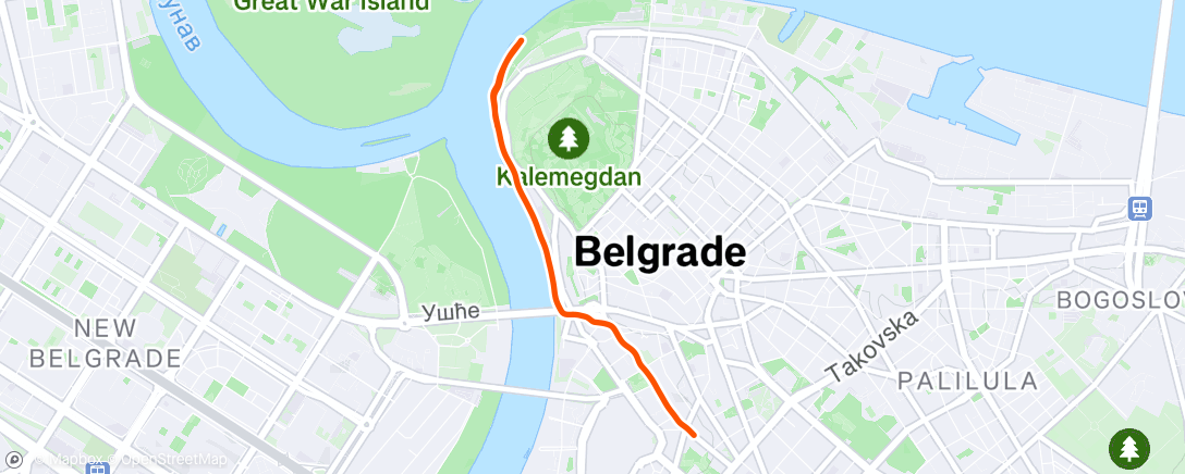 Map of the activity, Evening Run