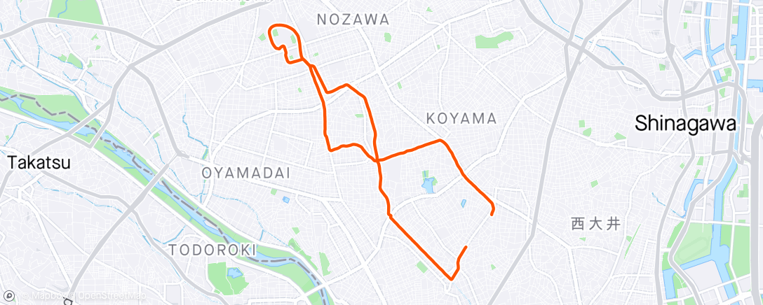 Карта физической активности (Run to Komazawa Park 15km)