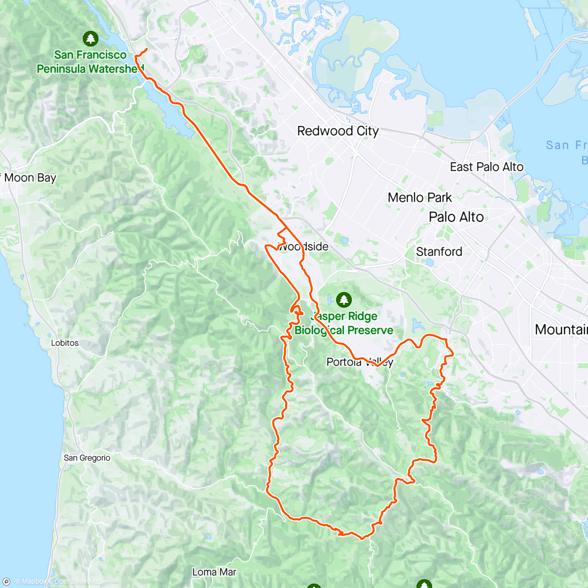 Map of the activity, Page Mill - West Alpine - 84 Loop