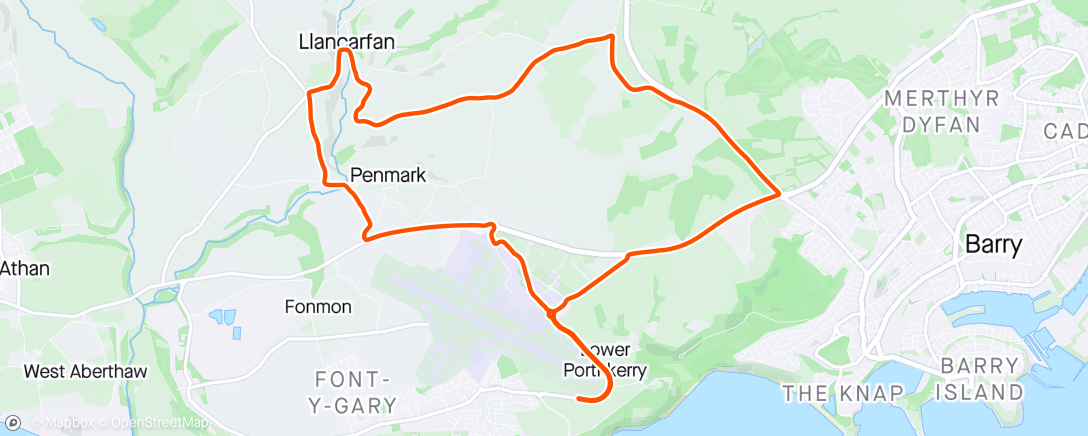 Map of the activity, Sunday easy ride