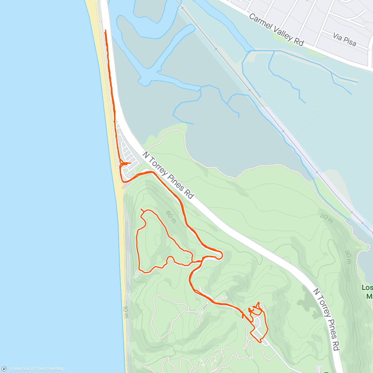 Map of the activity, Afternoon Torrey Pines Walk