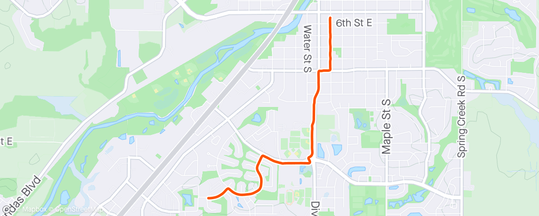 Map of the activity, Commute home from work (downtown coffeehouse) partially via new two-way protected bikeway right in front of my house