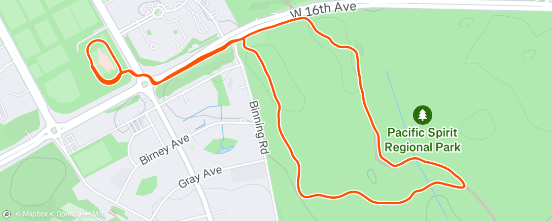 Map of the activity, Afternoon Run