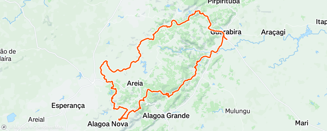 Map of the activity, Rota dos Engenhos no Brejo da PB