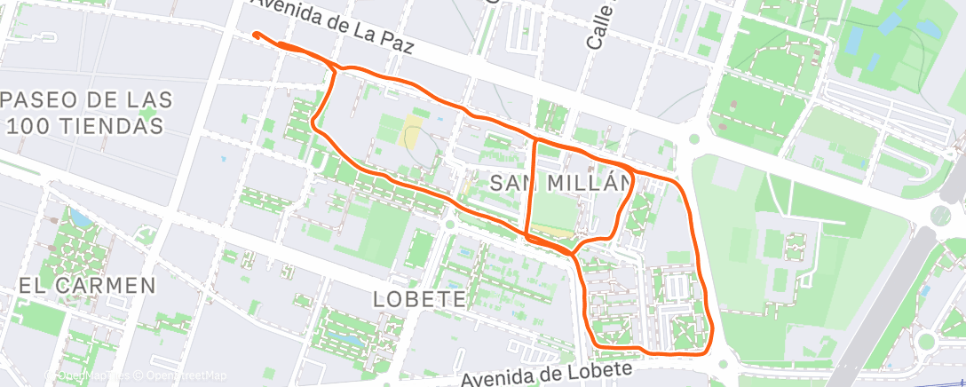Map of the activity, Carrera de noche
