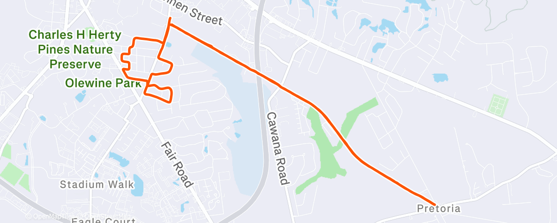 Map of the activity, Lunch Run