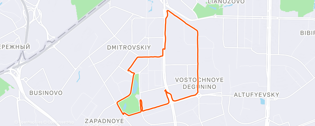 Map of the activity, Вечерний забег