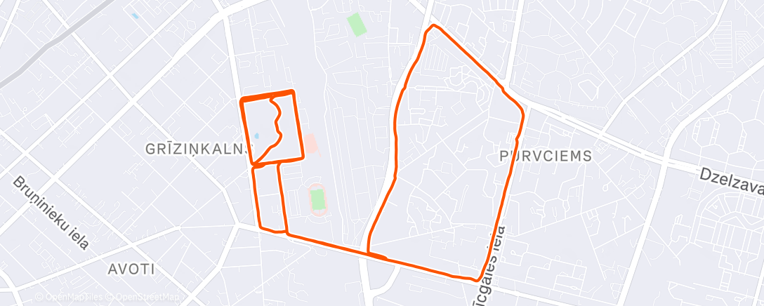 Map of the activity, Afternoon Run