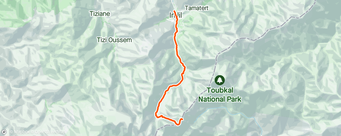 Map of the activity, Toubkal summit + trek back down