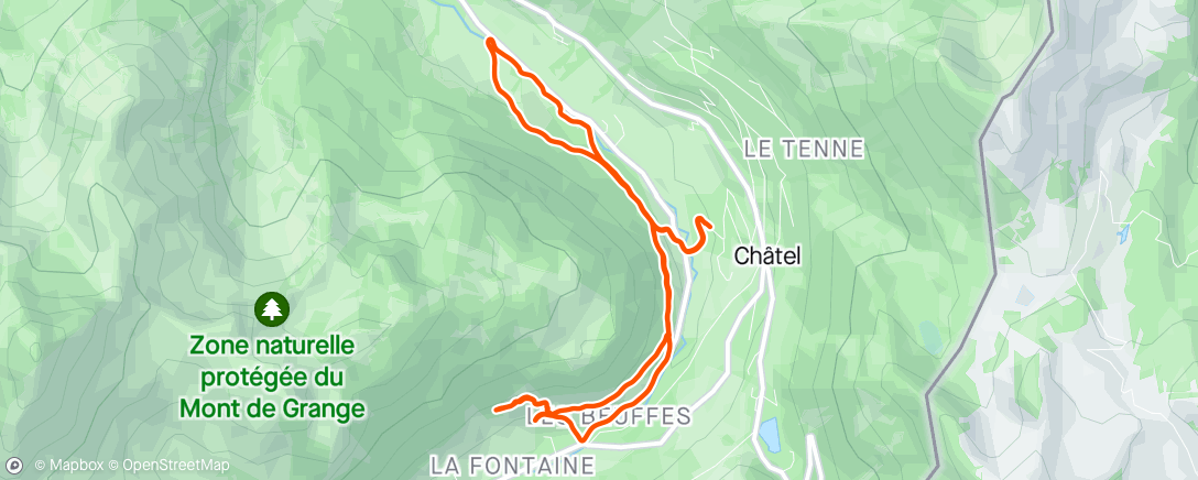 Map of the activity, Lovely trail in Châtel before hurting my ankle skiing. 😔