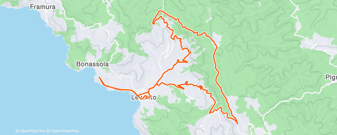 Map of the activity, Bicicleta de gravilla matutina