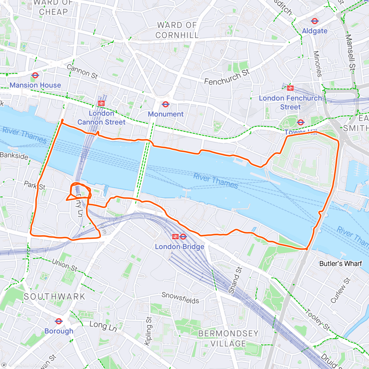 Map of the activity, Tour of the Thames ⛵️