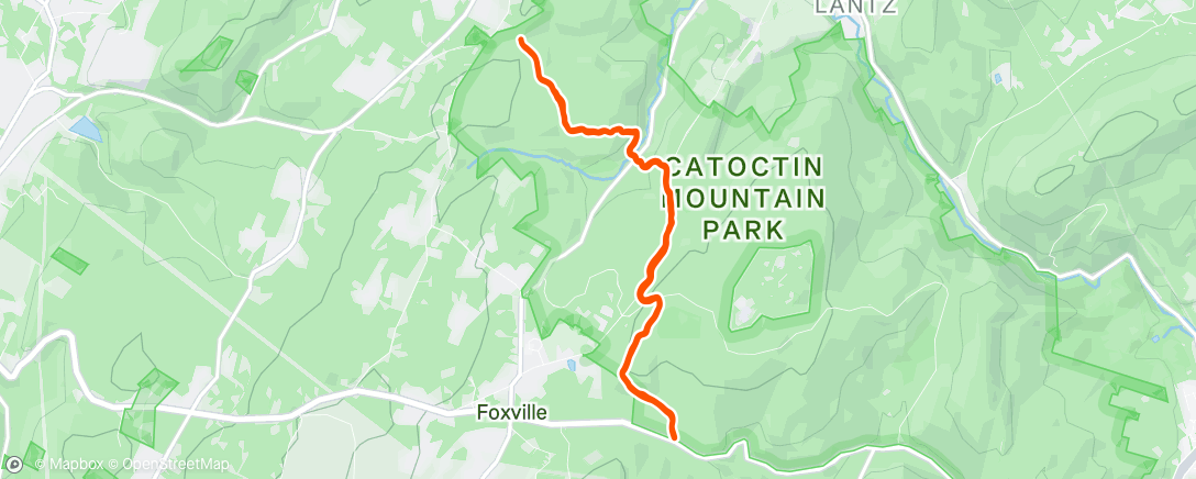 Map of the activity, Catoctin trail run