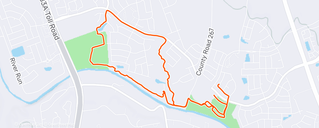 Map of the activity, Afternoon Run