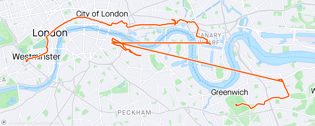 Mapa da atividade, London Marathon watching Connie
