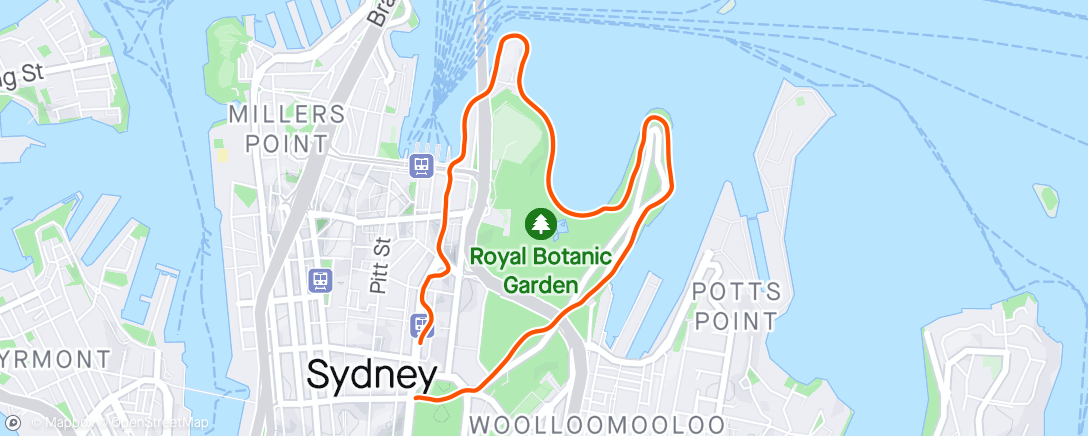 Map of the activity, Botanical garden and the Opera house
