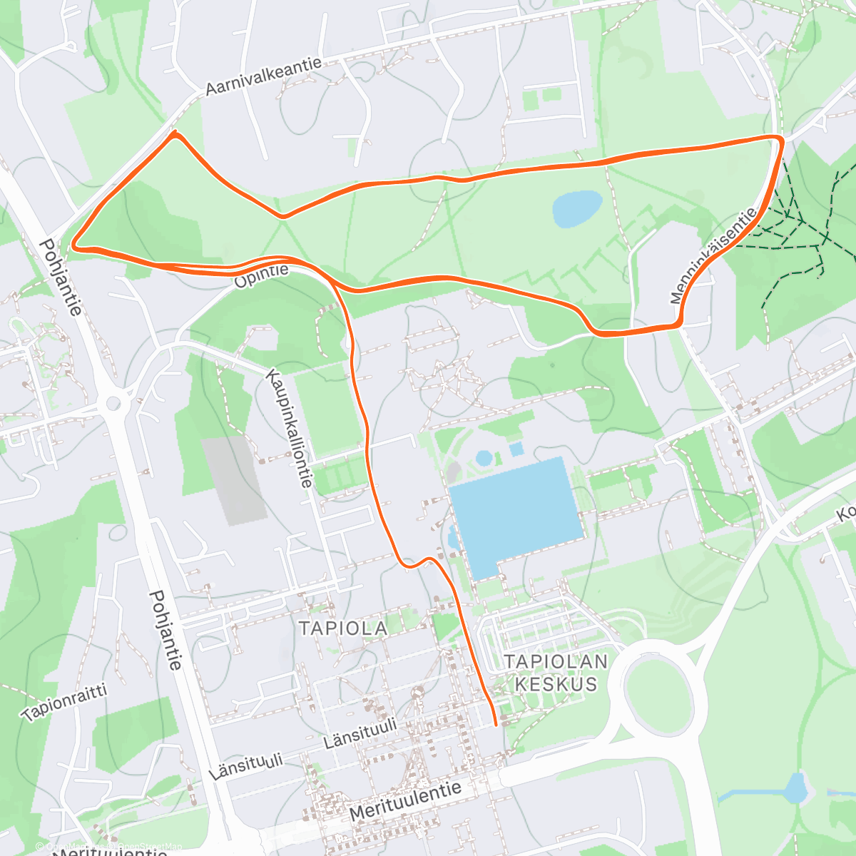 Map of the activity, Afternoon Run