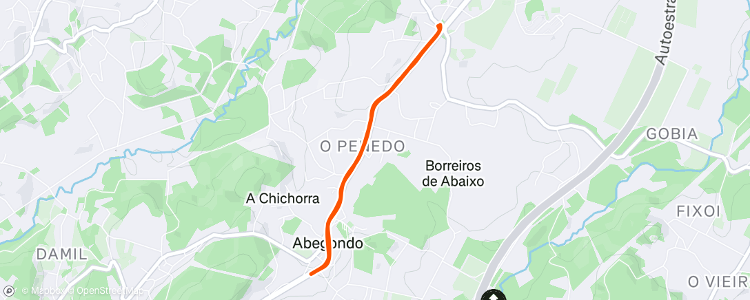 Map of the activity, Carrera nocturna