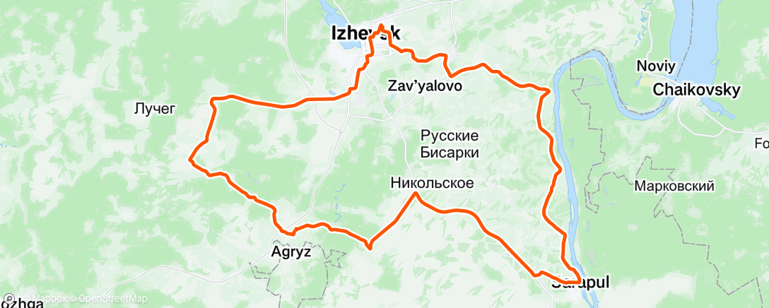 Map of the activity, Бревет 200 с дорогой к старту и от финиша.