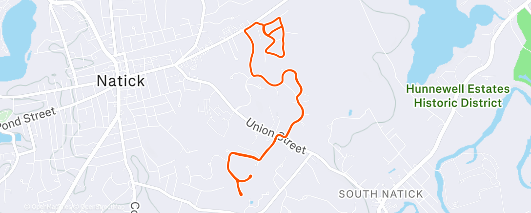 Map of the activity, Afternoon Run