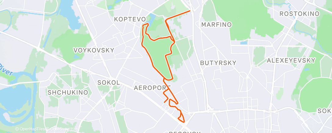 Карта физической активности (20 км @150)