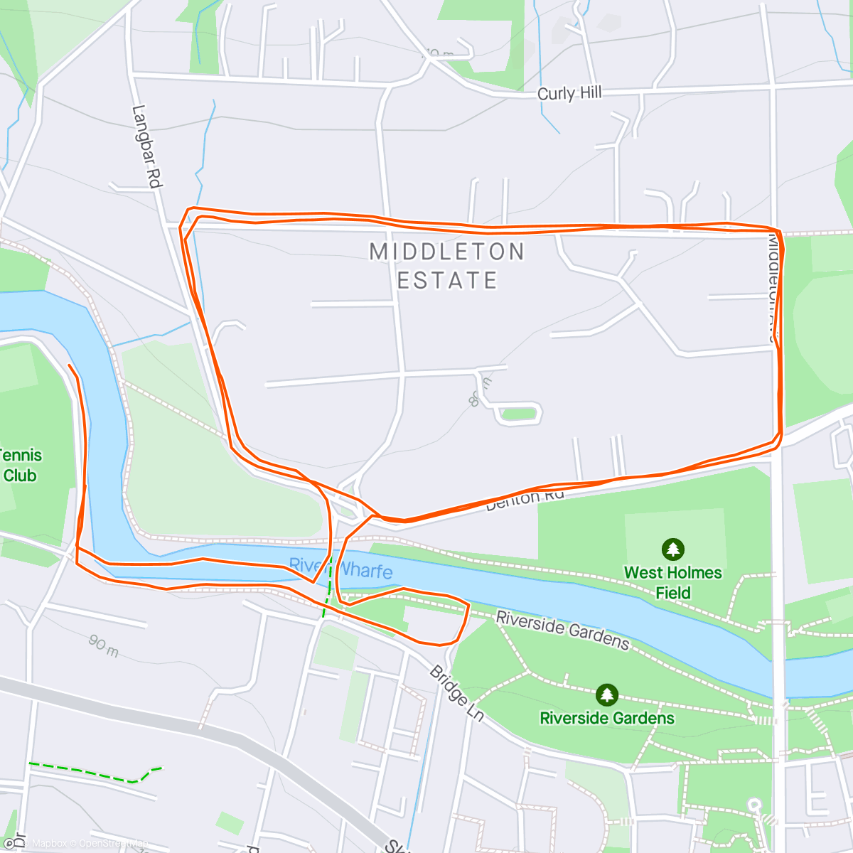 Map of the activity, 2 x 1K
