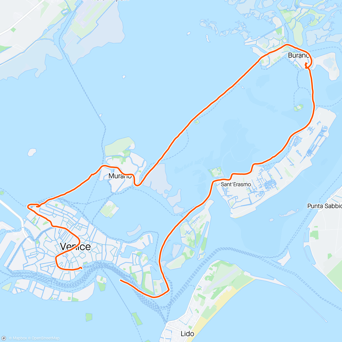 Mapa de la actividad, VOGALONGA en Dragon Boat 🇮🇹🌞