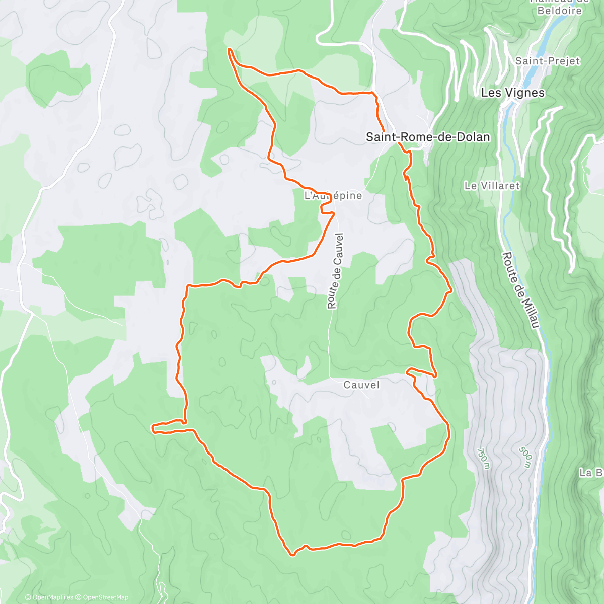 Map of the activity, Nocturne vtt