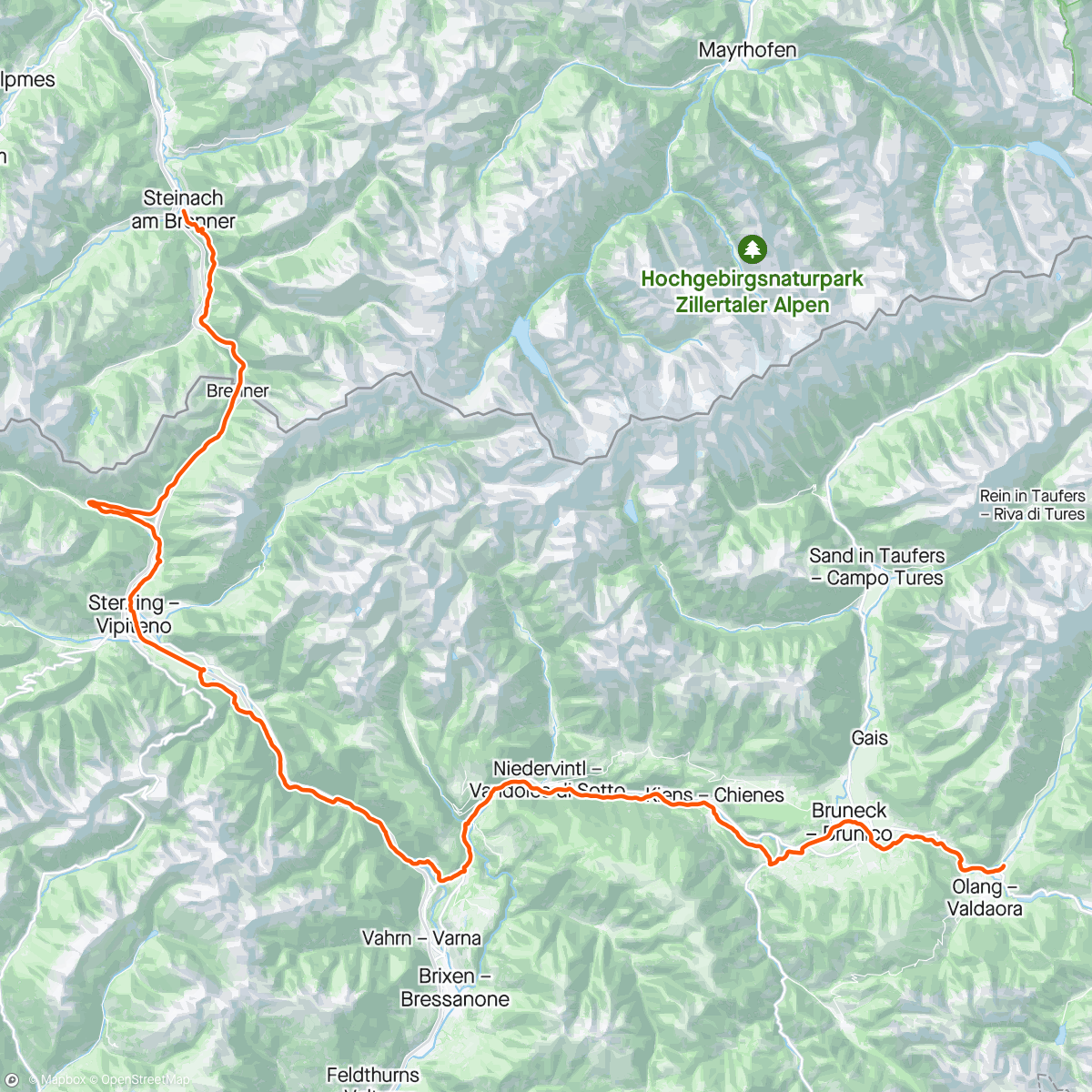 Map of the activity, Prema Zadru IV - Steinach nach Niederrasen