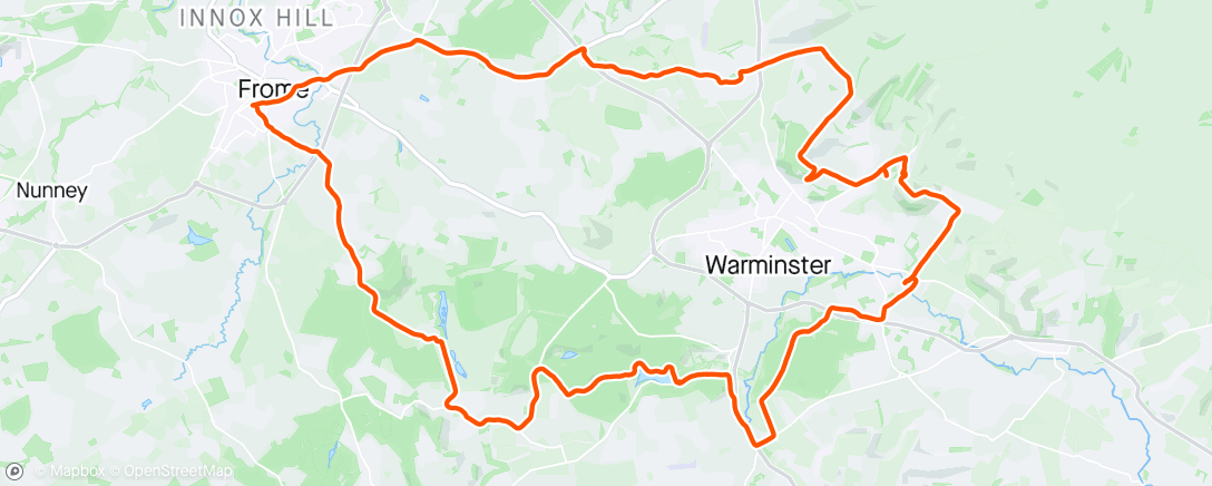 Map of the activity, Frome ride with Alex