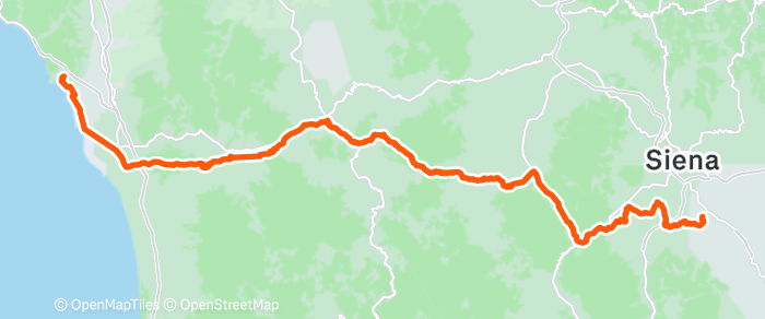 Route map of Rosignano Marittimo to Monteroni d'Arbia