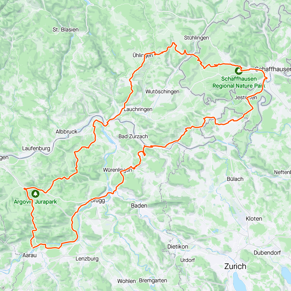 Map of the activity, (deutsch)ländlich zum Rheinfall