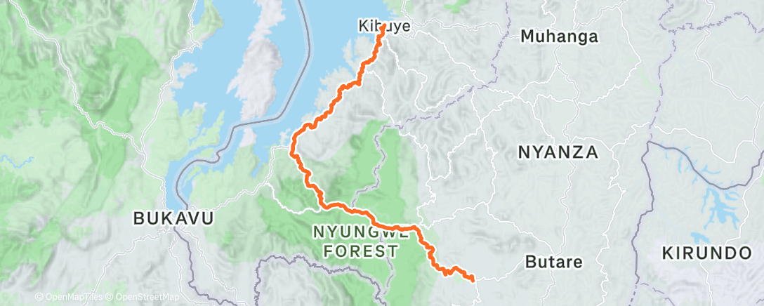Map of the activity, Race Around Rwanda CP3 - CP4