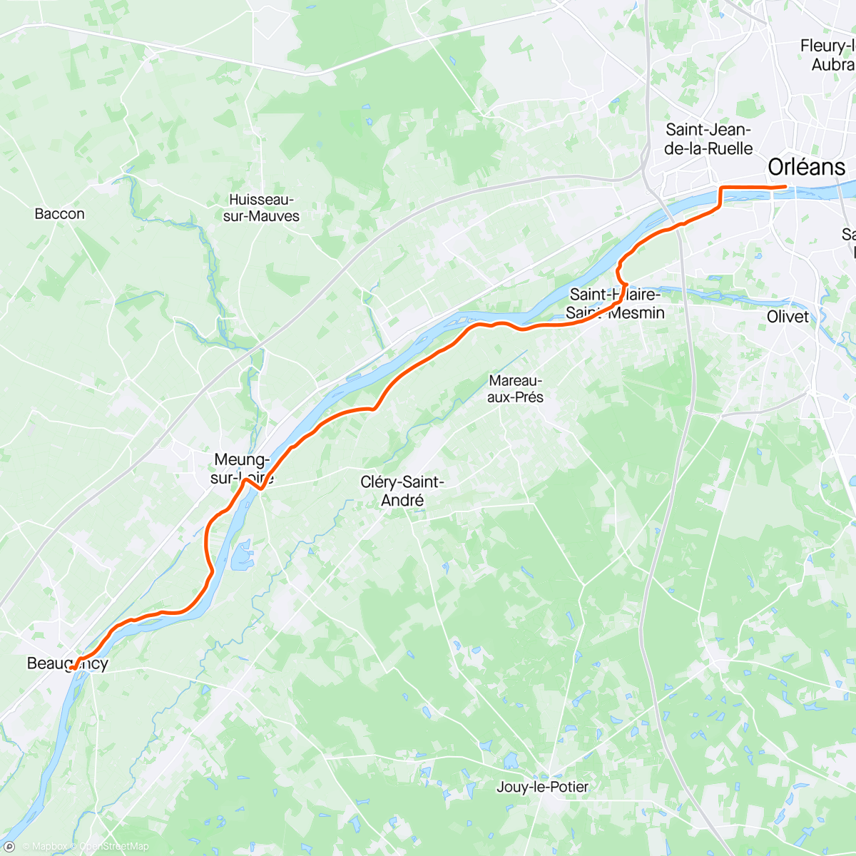 Map of the activity, Day 7: Beaugency -> Orleans