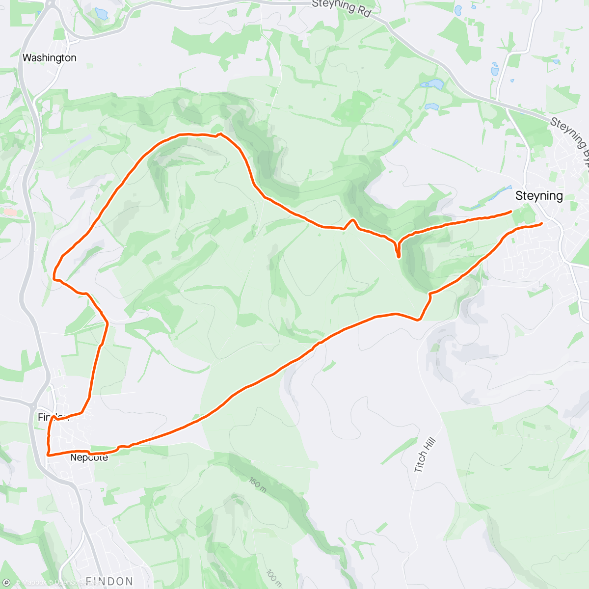 Map of the activity, Steyning to findon hike