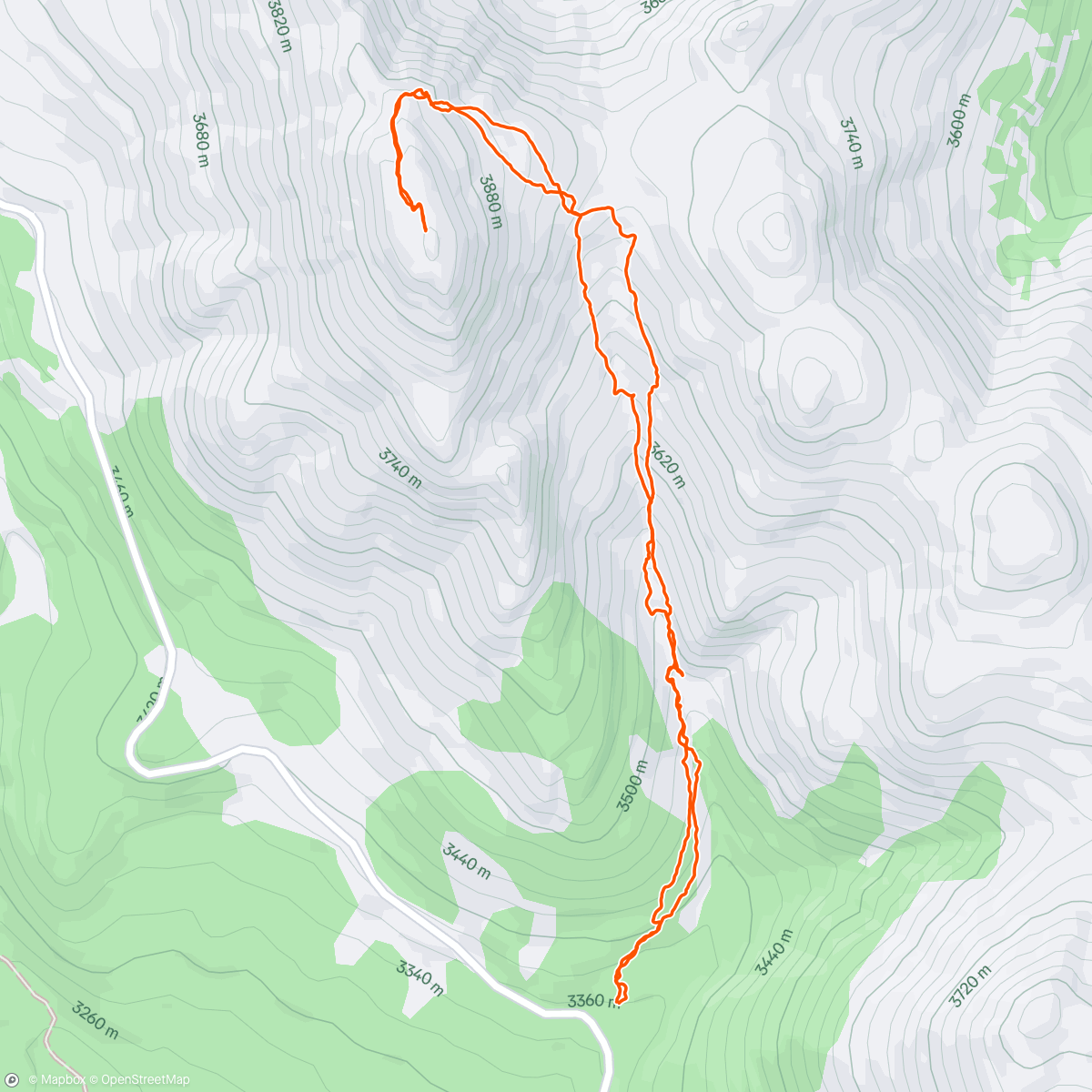 Map of the activity, Boreas mountain