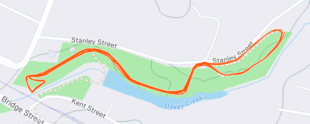 Map of the activity, Parkrun Oakey