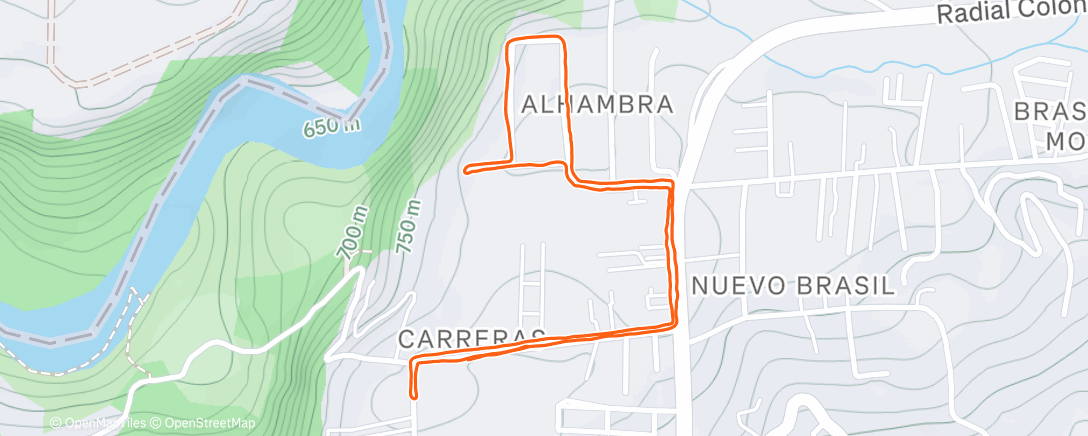 Map of the activity, Evening Run