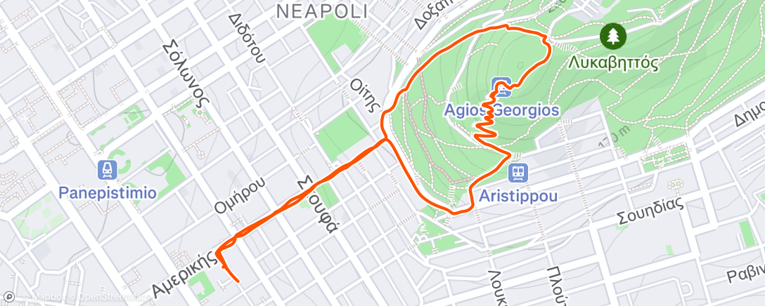 Map of the activity, Lycabettus Hill