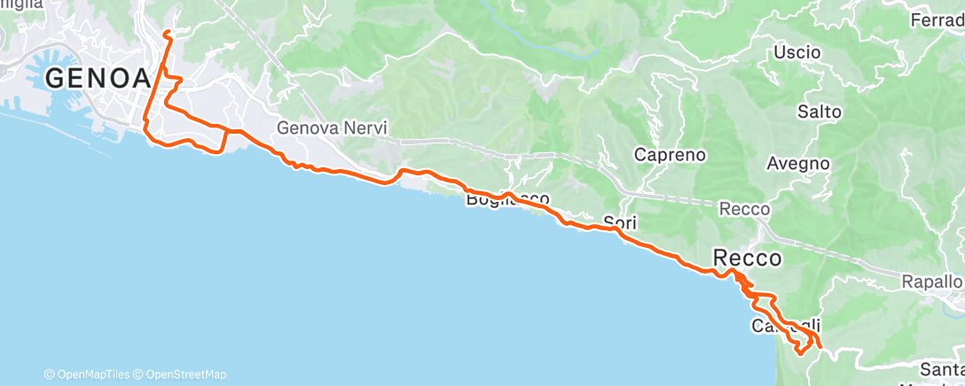 Map of the activity, Pedalata mattutina