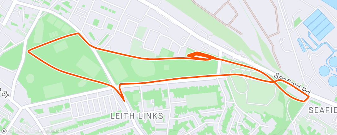 Map of the activity, Leith Links step reps and hill reps