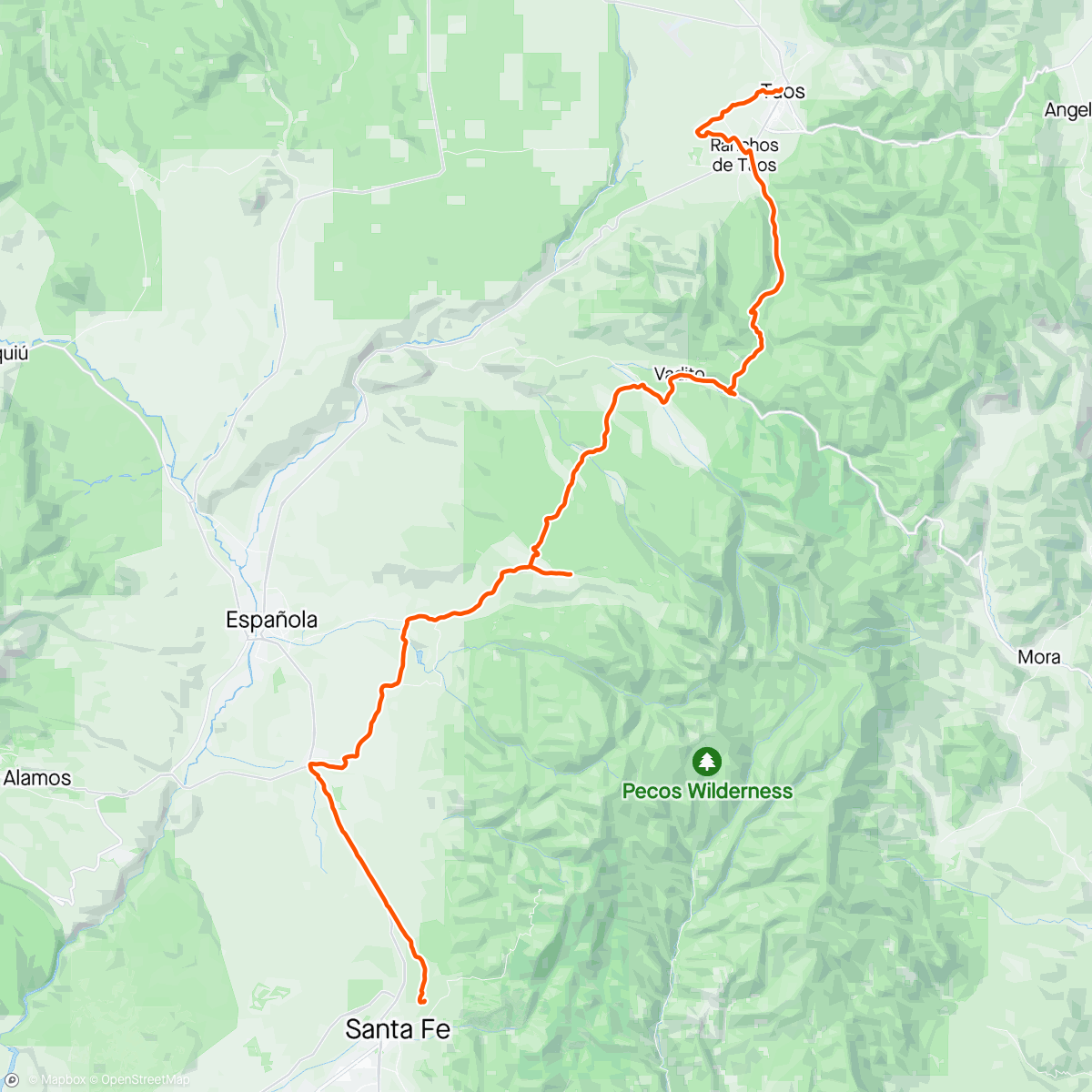 Map of the activity, Taos on a Tailwind