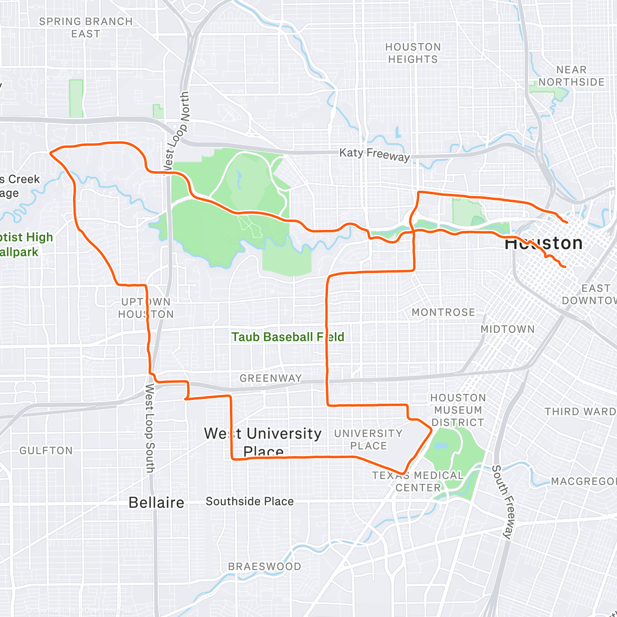Map of the activity, Houston Marathon